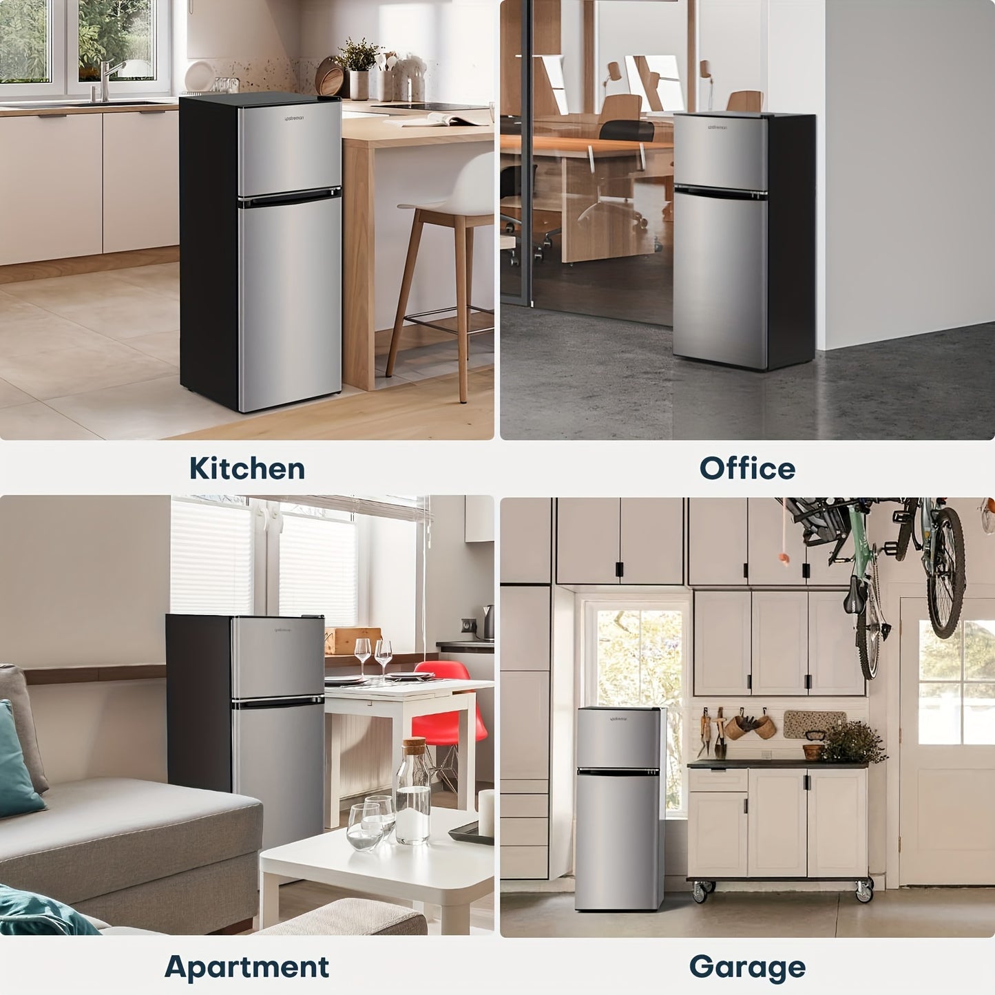 Upstreman 4.0 Cu.Ft. Sleek Stainless Steel Mini Fridge