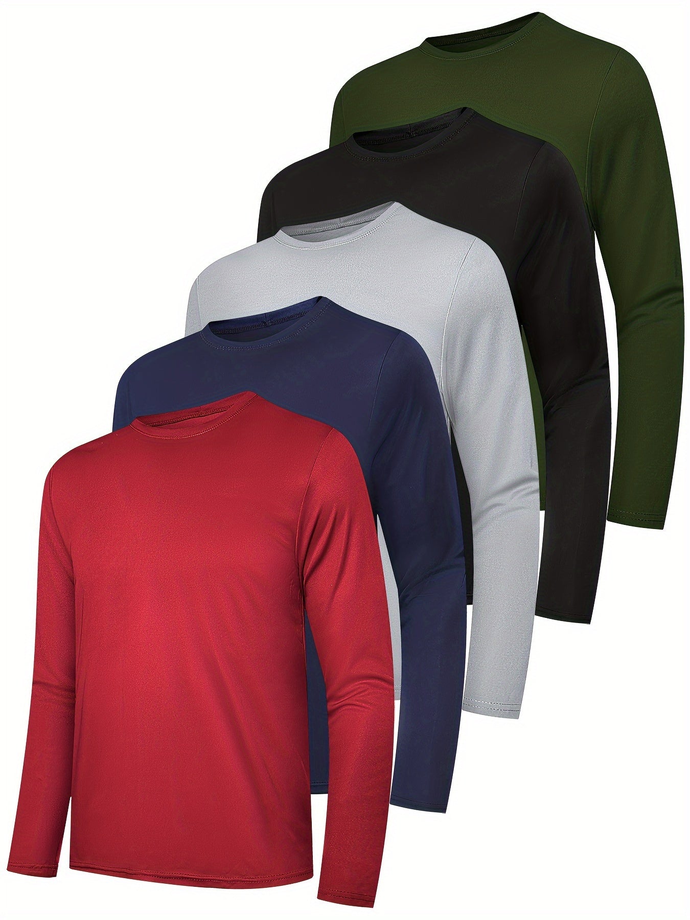 5pcs Long Sleeve Shirts For Men Moisture Wicking Casual