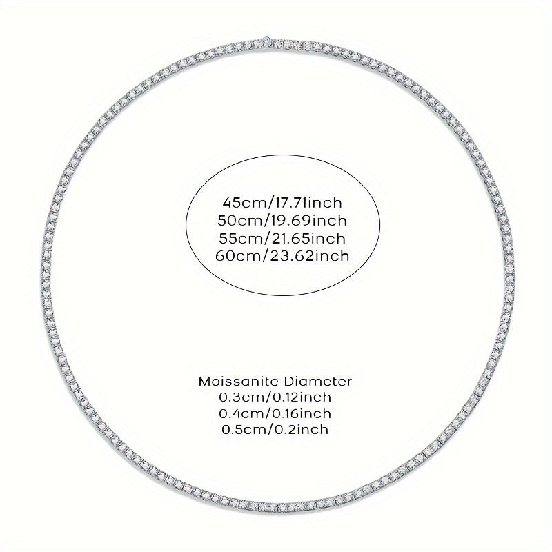Moissanite Necklace - 925 Sterling Silver Tennis Chain Couples