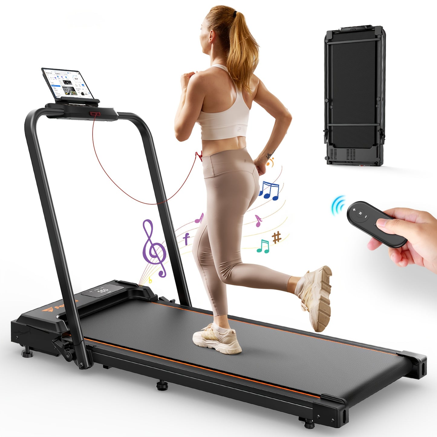 Quiet Portable Home 2.5HP Folding Treadmill with Remote Control