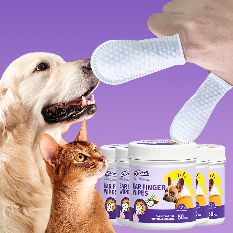 50pcs Mioszi Pet Ear Cleaning Wipes for Dogs and Cats