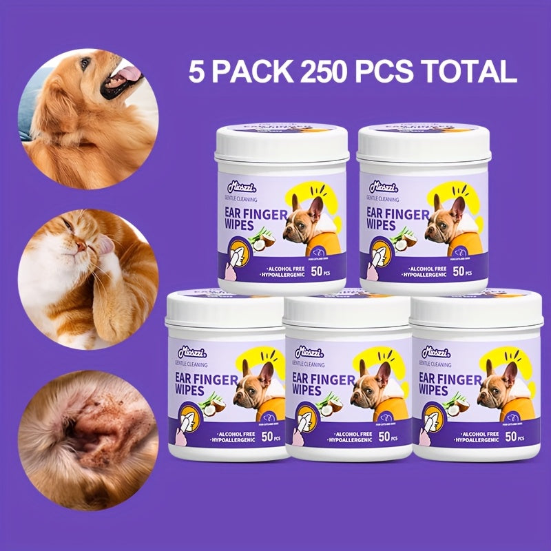 50pcs Mioszi Pet Ear Cleaning Wipes for Dogs and Cats