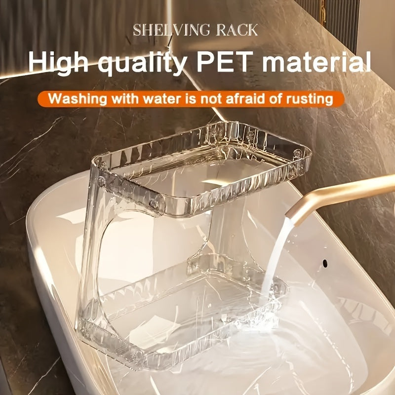 1pc Double Layer Bathroom Storage Rack 2 Tier Bathroom Organizer for Perfumes and Makeups Skincare Toiletries Modern Desktop Storage Holder