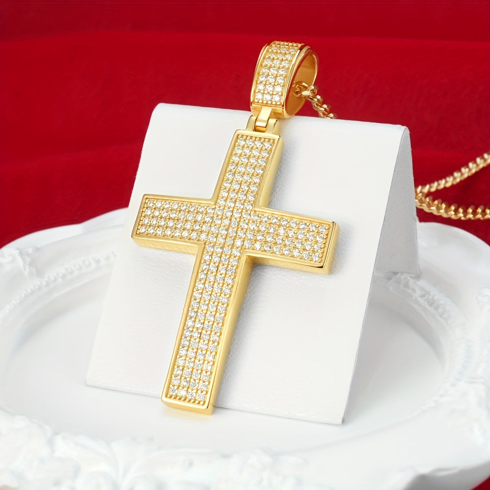 925 Silvery Moissanite Necklace Cross Design Gift Box