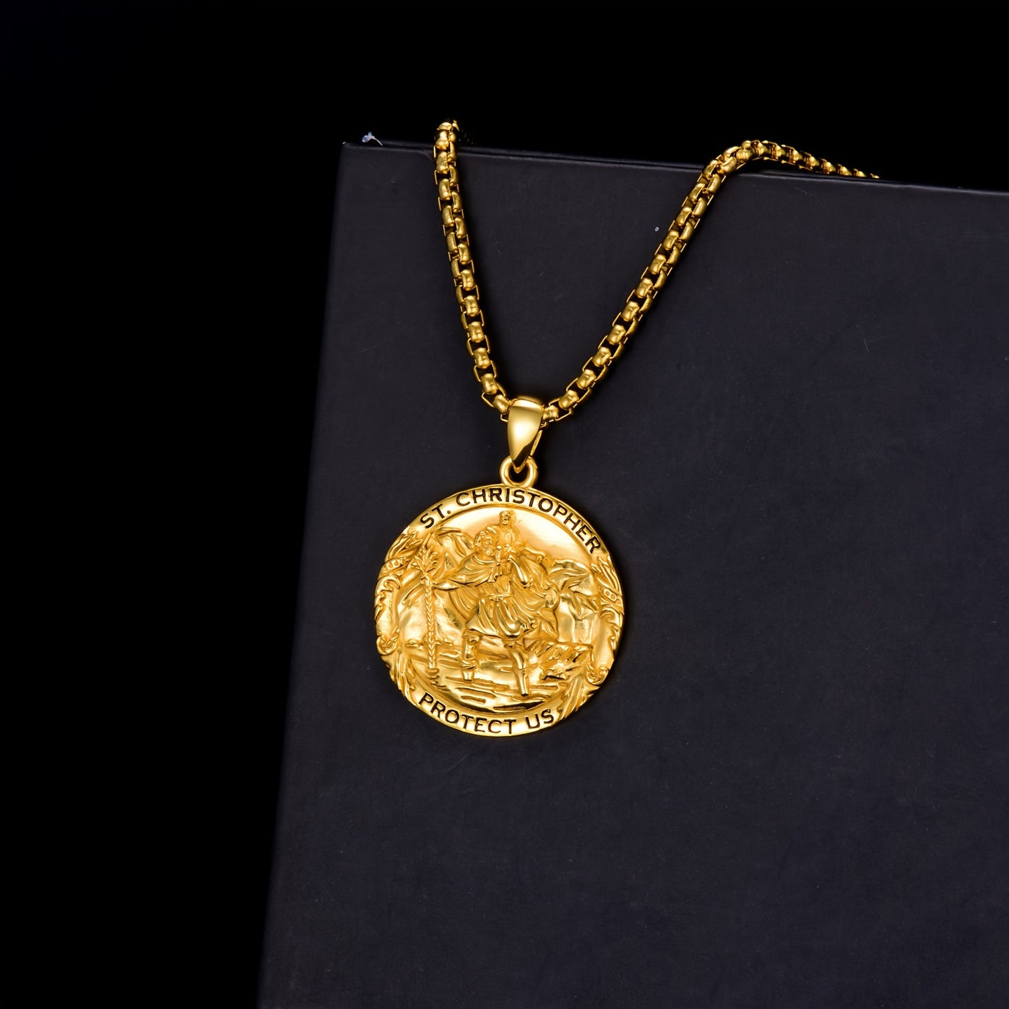 Bohemian Style 925 Sterling Silvery Patron Saint Pendant Necklace