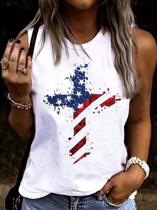 Women's Sleeveless Tank Top | Patriotic Cross Design Print