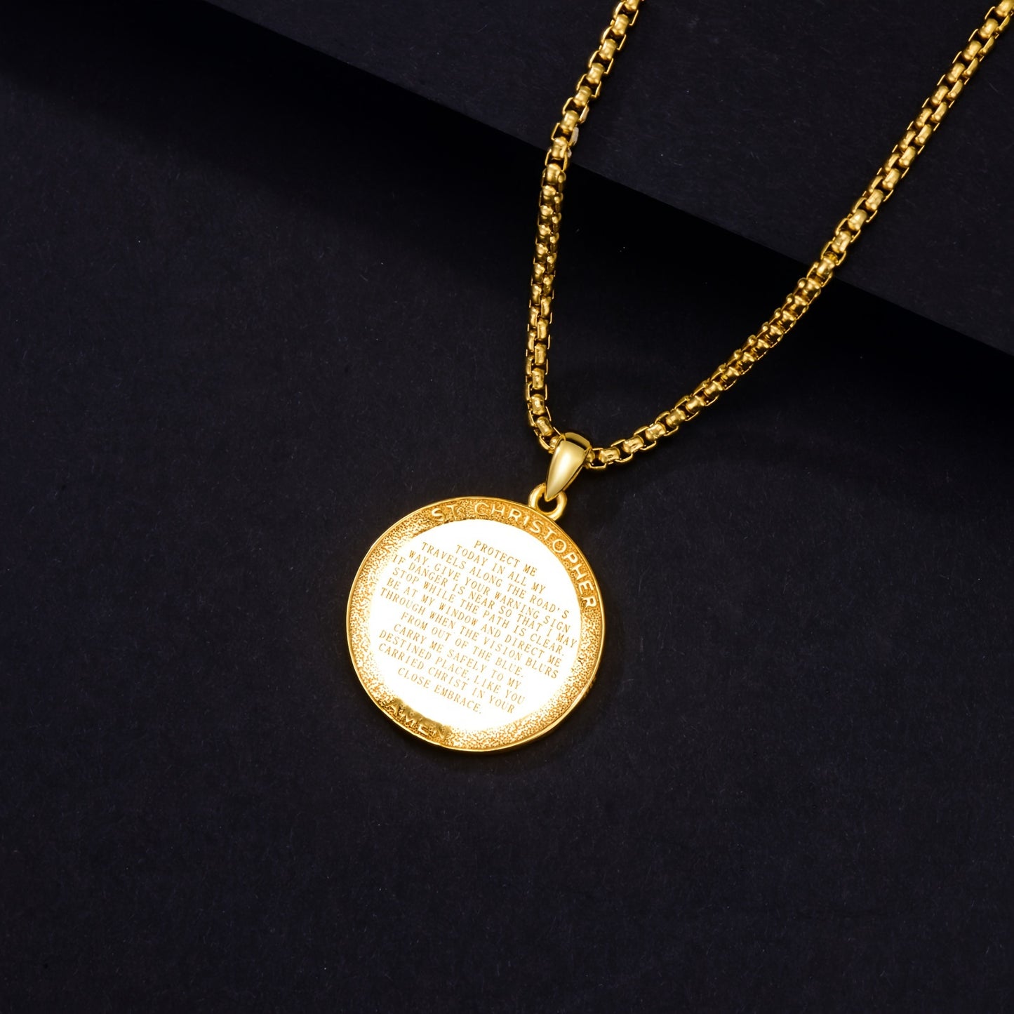 Bohemian Style 925 Sterling Silvery Patron Saint Pendant Necklace