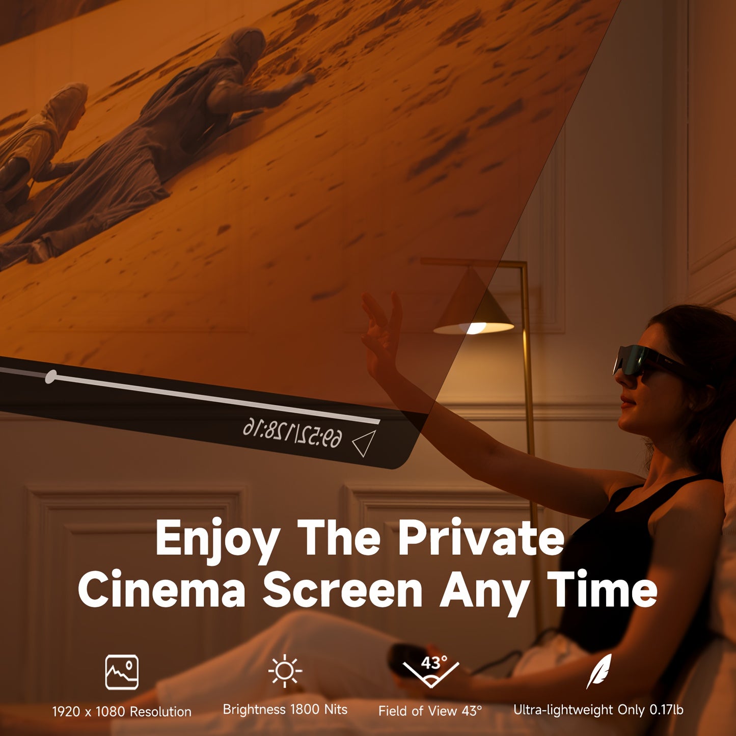 T1 AR Smart Glasses, 150 Inch OLED Virtual Display