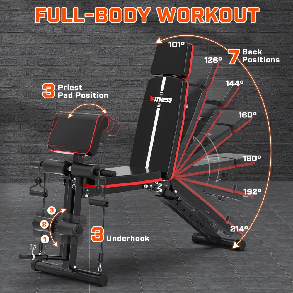 Workout Bench For Home Gym, Foldable Incline Decline Benches For Full Body Workout 770lbs