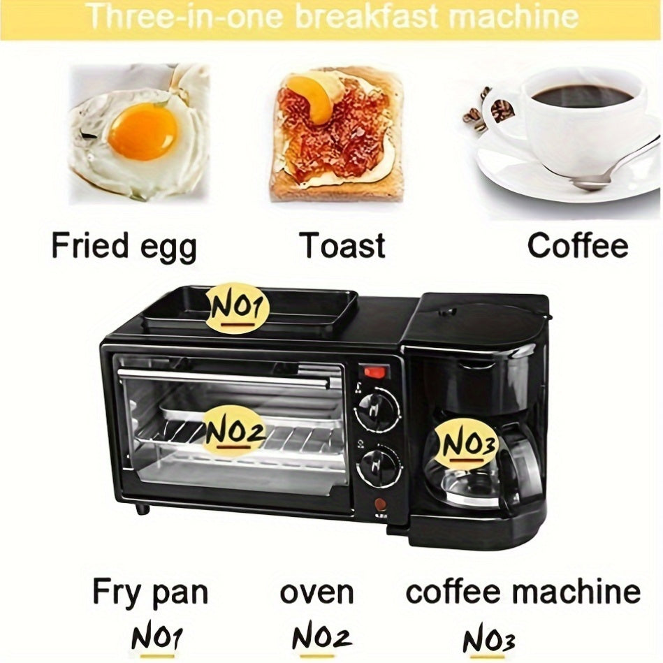 3 In 1 Portable Oven With Coffee Maker And Non-stick Grill